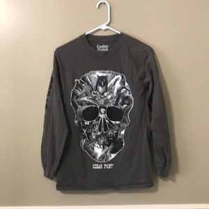 Cedar Point Amusement Park Skull Long Sleeve Graphic Tee